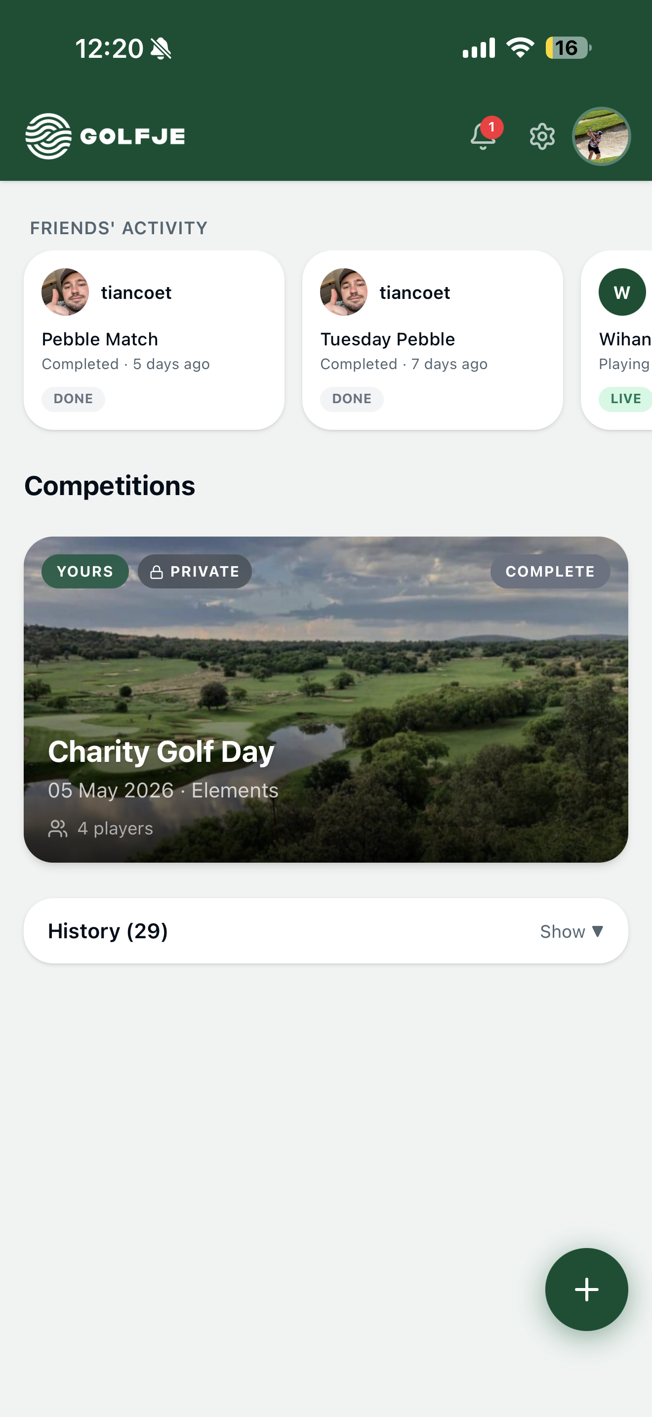 Golfje dashboard